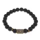 Браслет со славянской руной Рок и синт.камнем Шунгит, 8мм BSRN-13-24