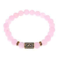 Браслет со славянской руной Даждьбог и нат.камнем Розовый кварц, 8мм BSRN-15-15