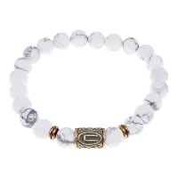 Браслет со славянской руной Перун и нат.камнем Кахолонг, 8мм BSRN-16-07