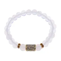 Браслет со славянской руной Перун и синт.камнем Лунный камень, 8мм BSRN-16-11