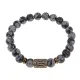 Браслет со славянской руной Перун и нат.камнем Снежный обсидиан, 8мм BSRN-16-14
