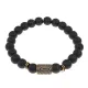 Браслет со славянской руной Перун и синт.камнем Шунгит, 8мм BSRN-16-24