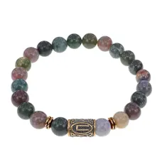 Браслет со славянской руной Перун и нат.камнем Яшма, 8мм BSRN-16-25