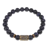Браслет со славянской руной Есть и синт.камнем Синий авантюрин, 8мм BSRN-17-02