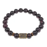 Браслет со славянской руной Есть и нат.камнем Гранат, 8мм BSRN-17-06