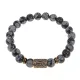 Браслет со славянской руной Есть и нат.камнем Снежный обсидиан, 8мм BSRN-17-14