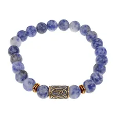 Браслет со славянской руной Есть и нат.камнем Содалит, 8мм BSRN-17-18