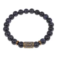 Браслет со славянской руной Исток и синт.камнем Синий авантюрин, 8мм BSRN-18-02
