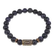 Браслет со славянской руной Исток и синт.камнем Синий авантюрин, 8мм BSRN-18-02