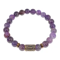 Браслет со славянской руной Исток и нат.камнем Аметист, 8мм BSRN-18-03