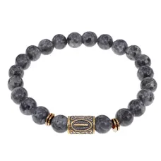 Браслет со славянской руной Исток и нат.камнем Лабрадор, 8мм BSRN-18-08