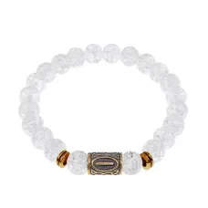 Браслет со славянской руной Исток и синт.камнем Сахарный кварц, 8мм BSRN-18-16