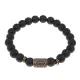 Браслет со славянской руной Исток и синт.камнем Шунгит, 8мм BSRN-18-24