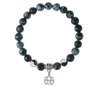 Браслет Лотос (гармония и развитие), Снежный обсидиан 8мм