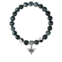 Браслет Глаз (от сглаза и порчи), Снежный обсидиан 8мм BSPE1-17-3009