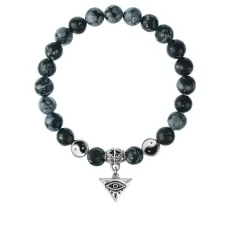 Браслет Глаз (от сглаза и порчи), Снежный обсидиан 8мм BSPE1-17-3009