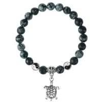 Браслет Черепаха (здоровье и долголетие), Снежный обсидиан 8мм