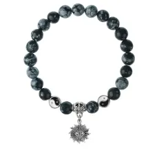 Браслет Глаз (от сглаза и порчи), Снежный обсидиан 8мм