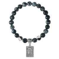 Браслет Таро - Мир, Снежный обсидиан 8мм BSPE1-17-3019