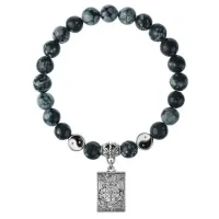 Браслет Таро - Колесо Фортуны, Снежный обсидиан 8мм