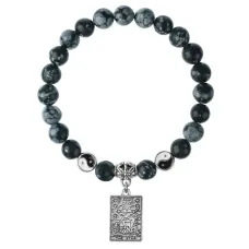 Браслет Таро - Звезда, Снежный обсидиан 8мм BSPE1-17-3021