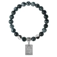 Браслет Таро - Луна, Снежный обсидиан 8мм BSPE1-17-3023