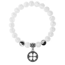 Браслет Клевер (удача, везение), Сахарный кварц 8мм