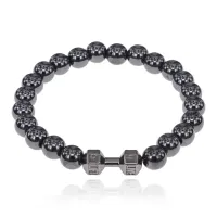 Магнитный браслет Гантель, гематит, 8мм BJBS-382