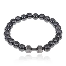 Магнитный браслет Гантель, гематит, 8мм BJBS-382
