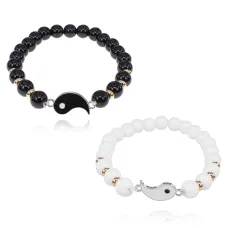 Парные браслеты Инь-Ян из агата, 8мм BJBS-385