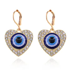 Серьги от сглаза Сердце со стразами, 3,5х2х1см SE259