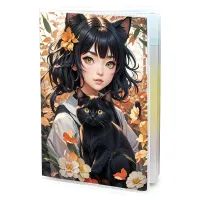 Обложка для паспорта Аниме девушка и кошка MOB815