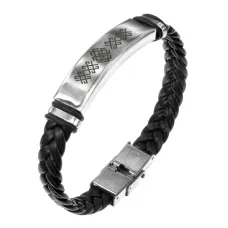 Кожаный браслет с гравировкой Белобог BSKR1-114