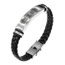 Кожаный браслет с гравировкой Руна Рок (Жива) BSKR1-143