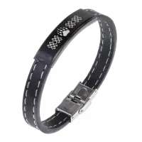 Кожаный браслет с гравировкой Печать Велеса BSKR2-127