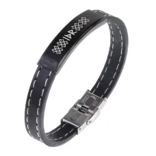 Кожаный браслет с гравировкой Материальное благополучие