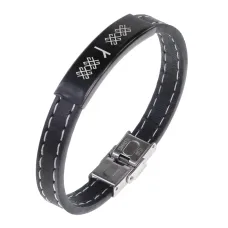 Кожаный браслет с гравировкой Руна Алатырь BSKR2-152