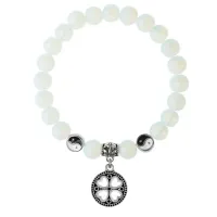 Браслет Клевер (удача, везение), Лунный камень 8мм BSPE1-20-3003