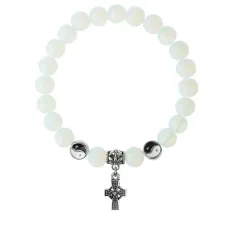 Браслет Крест (мудрость, гармония, процветание), Лунный камень 8мм BSPE1-20-3004