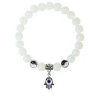 Браслет Хамса (от сглаза и зла), Лунный камень 8мм BSPE1-20-3006