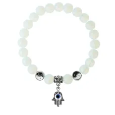 Браслет Хамса (от сглаза и зла), Лунный камень 8мм BSPE1-20-3006