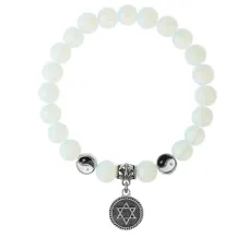 Браслет Звезда Давида (от сглаза и зла), Лунный камень 8мм BSPE1-20-3012