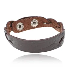 Кожаный браслет, 22,5см, цвет коричневый BS772-02