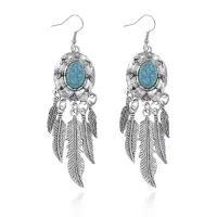 Серьги с бирюзой, 9х2х1см SE261