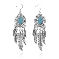 Серьги с бирюзой, 9х2х1см SE261