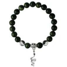 Браслет Змея (мудрость, здоровье, долголетие), Змеевик 8мм BSPE1-21-3017