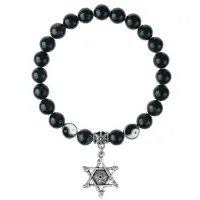 Браслет Глаз (от сглаза и порчи), Черный агат 8мм BSPE1-22-3002