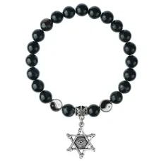 Браслет Глаз (от сглаза и порчи), Черный агат 8мм BSPE1-22-3002