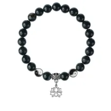 Браслет Лотос (гармония и развитие), Черный агат 8мм BSPE1-22-3005