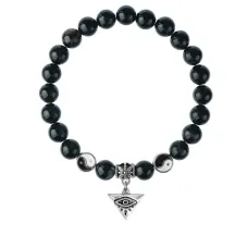 Браслет Глаз (от сглаза и порчи), Черный агат 8мм BSPE1-22-3009